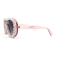 thumbnail image 3 of Maximalist Heavy Rhinestone Iced Plastic Racer Shield Sunglasses Pink Smoke, 3 of 4