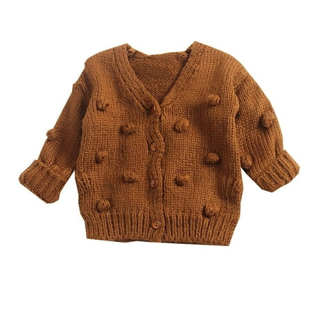 

RPVATI Toddler Baby Girls Thicken Jacket V-Neck Button Up Clothes Warm Winter Long Sleeve Knitted Outerwear 1Y-4Y