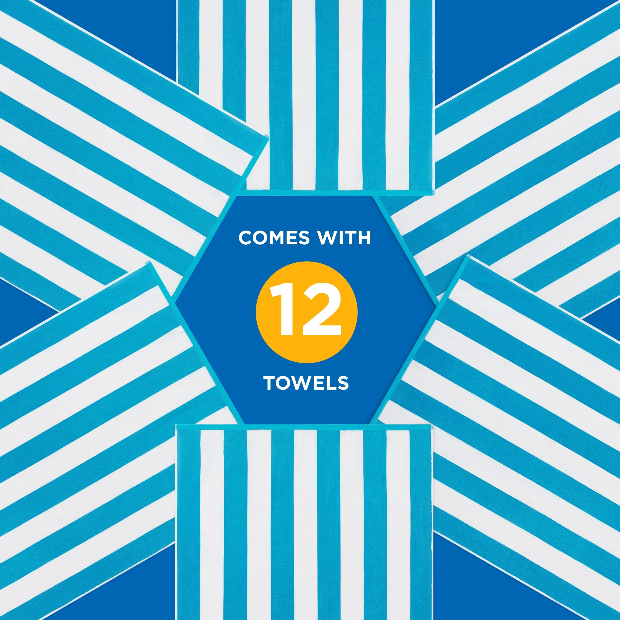 Ben Kaufman Joey Velour Striped Towel - Oversized & Absorbent Striped Beach Towels - Colorful Yarn Dye Stripe Cotton Towel for Swimming & More - Lightweight & Soft Swim Towels - Turquoise, 12 Pack