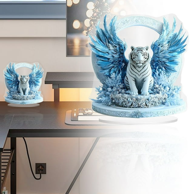 Plertrvy | Acrylic Standee Display For Desk Customizable Holiday & Sign For Mother'S Day Father'S Day Halloween Christmas Birthday Decor | 2D Acrylic Standee White Tiger