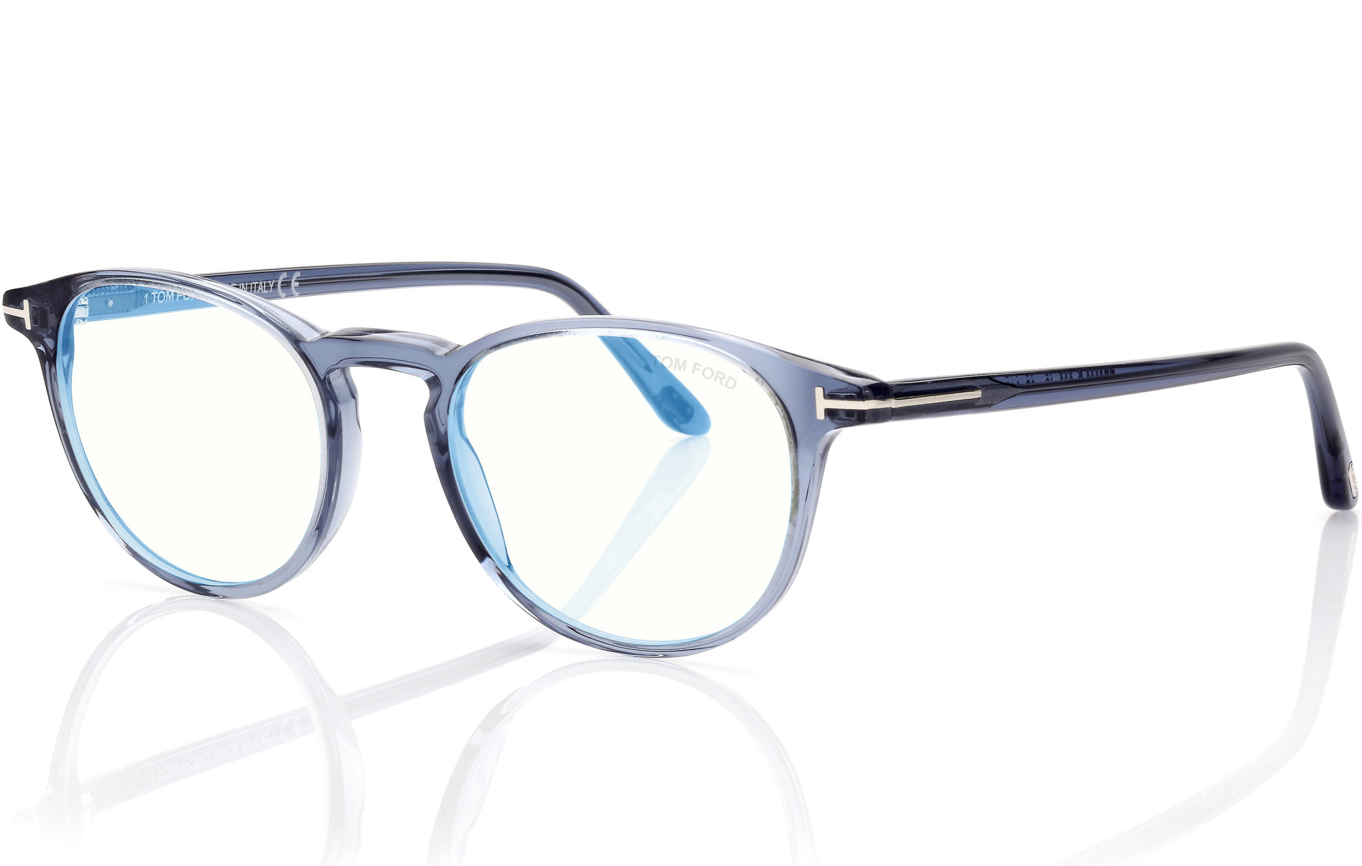 Eyeglasses Tom Ford FT 5803 -B 090 Shiny Tranparent Blue, 