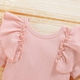 thumbnail image 6 of Zukuco Newborn Baby Girl Outfits Ruffle Sleeve Bodysuit Tops with Sunflower Shorts Summer Clothes Set, Pink 0-6 Months, 6 of 8