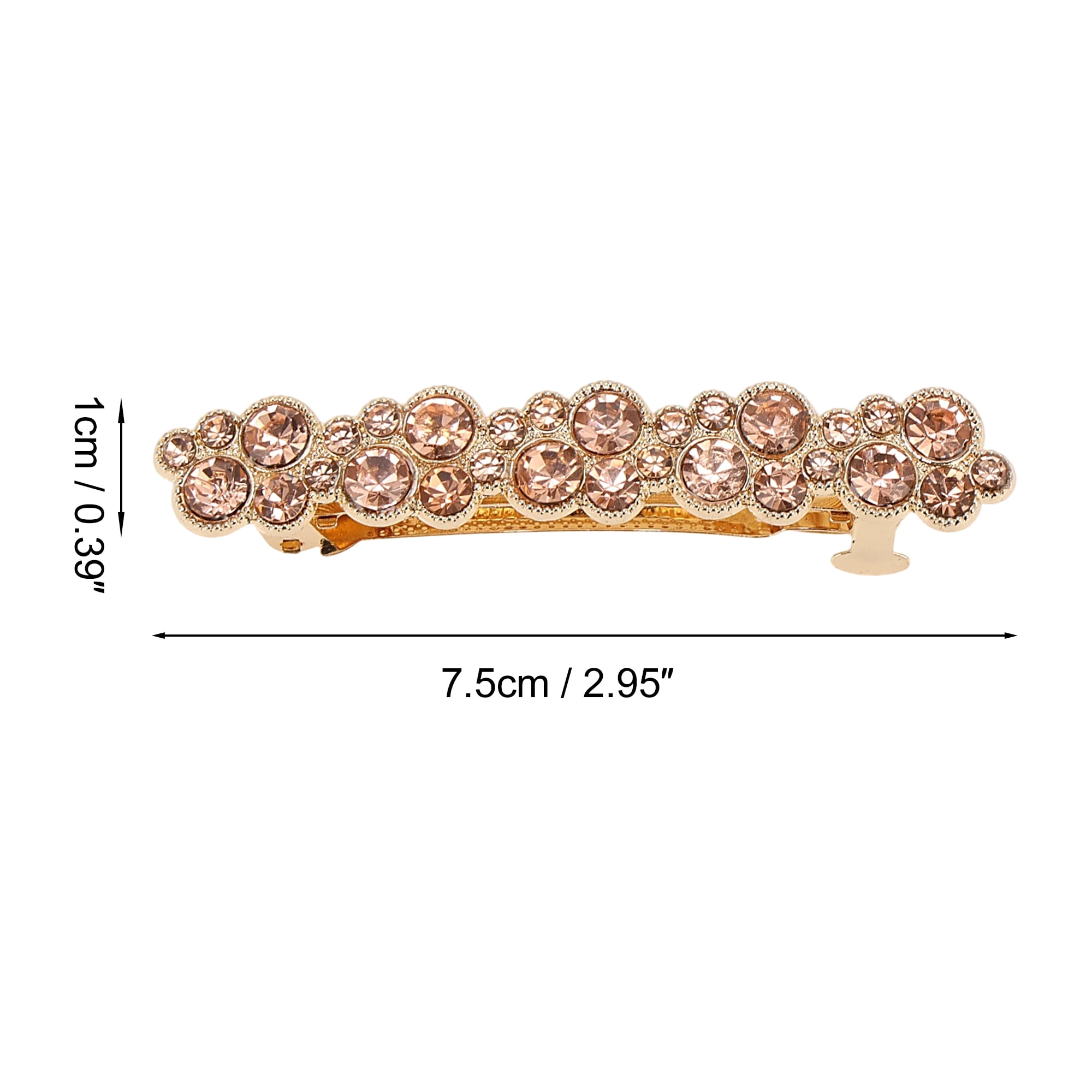 Unique Bargains Grace Crystal Spring Clip Hairpin Hair Barrettes Champagne Tone