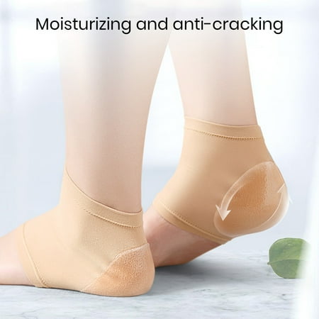 Anvazise Shockproof Anti-slip Foot Heels Socks Breathable Elastic Sweat Absorbent Silicone Anti-Crack Moisturizing Shoes Pads Black 1 Pair