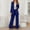 Blue, variant on Women's 2024 Fall 2 Piece Blazer Set Casual Loose Long Blazer Jackets and Dressy Wide Leg Pant Suits Solid Color Trendy Clothes
