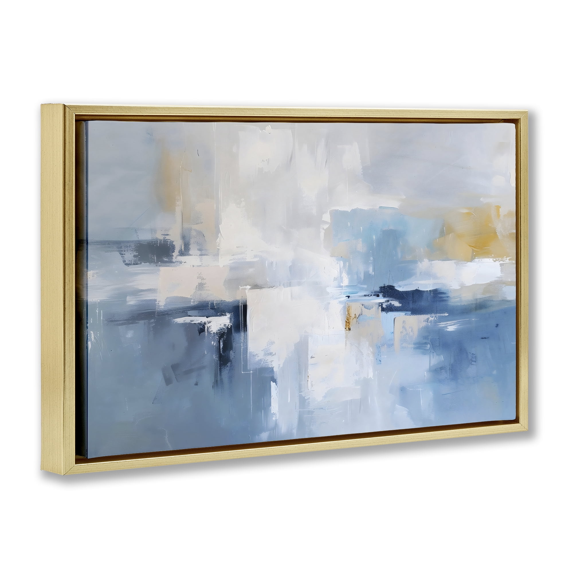 Stupell Industries Blue Sea Mist Horizon Gold Framed Floater Canvas Wall Art, design by Creative Studio