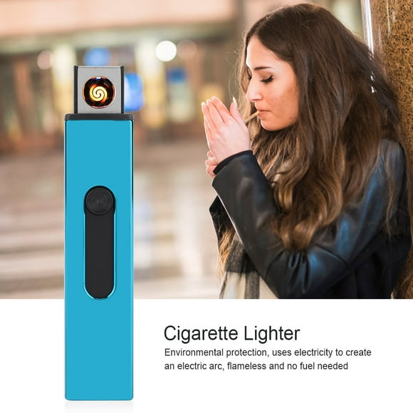 USB Electronic Rechargeable Flameless Cigar Cigarette Lighter Windproof Male Gifts(Blue)