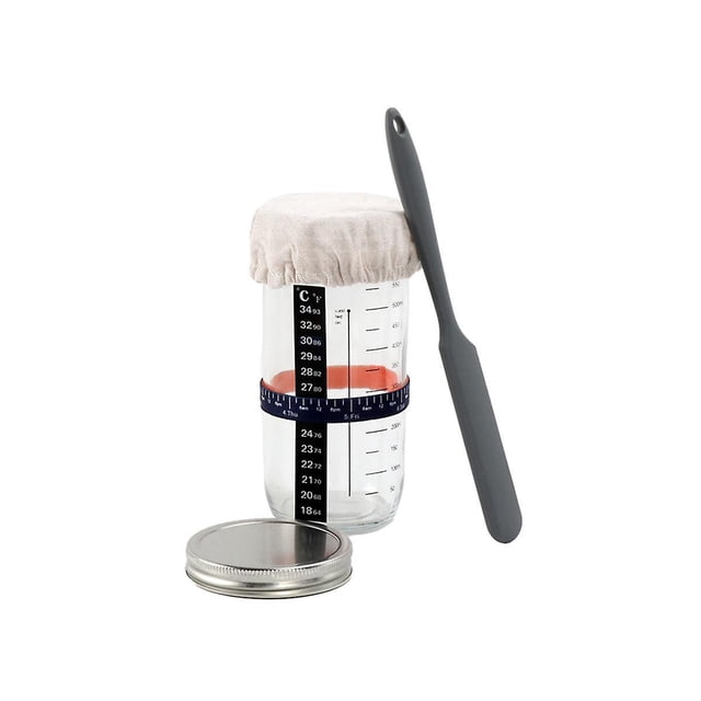 Tarro hermético de vidrio PENGJJMXG para hacer masa madre con tapa y báscula Kit de fermentación de masa