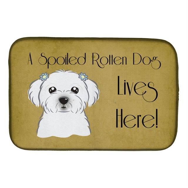 Alfombrilla para secar platos de Caroline's Treasures Maltese Spoiled Dog Lives Here, 14 x 21 Caroline's Treasures BB1456DDM