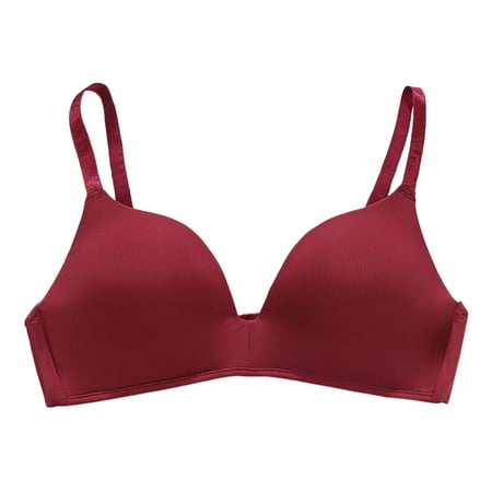 Red 34 Women s Comfortable and Padded Sports Bra Transparent Shoulder Strap Cordless Womens Sports Bra Backless Spongeless with Convertible Womens Bras No Underwire Padde