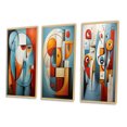 thumbnail image 3 of Designart "Geometric Portrait in Cubism II" Abstract Framed Wall Art Set Of 3 - Teal Cubism Frame Canvas Set For Living Room Decor, 3 of 6