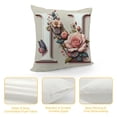 thumbnail image 4 of GOSMITH  Initial Letter Floral Throw Pillow Cover for Women Girls Room Bed Sofa Couch Decoration, Decorative Monogram Alphabet Rose Butterfly Flower Pillowcase Cushion Case, 4 of 5