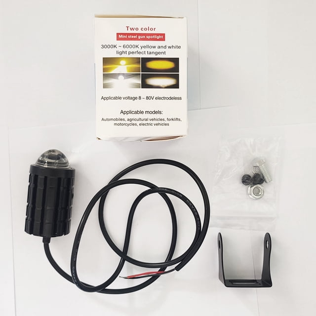 Foco LED para motocicleta, de acero, pequeño, de dos colores, resistente al agua, de 12 a 80 V, de lejos y de cerca, resistente al agua, súper brillante