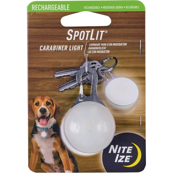 Nite Ize SpotLit Rechargeable Carabiner Light - LED, Water-Resistant, 3.5-Hour Runtime - White