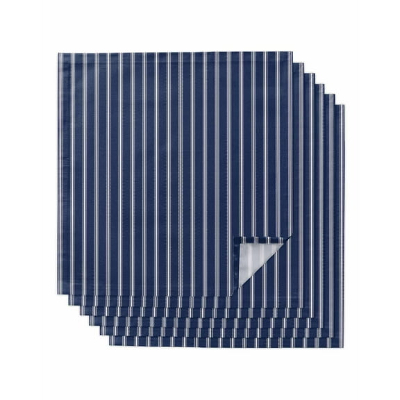 Navy Blue Striped Cloth Napkins Washable Set of 6, Navy Blue White Farmhouse Stripes Reusable Dinner Table Napkins Cloth Bulk for Weddings Kitchen Restaurants Hotel Events Parties 20 x 20 Inch