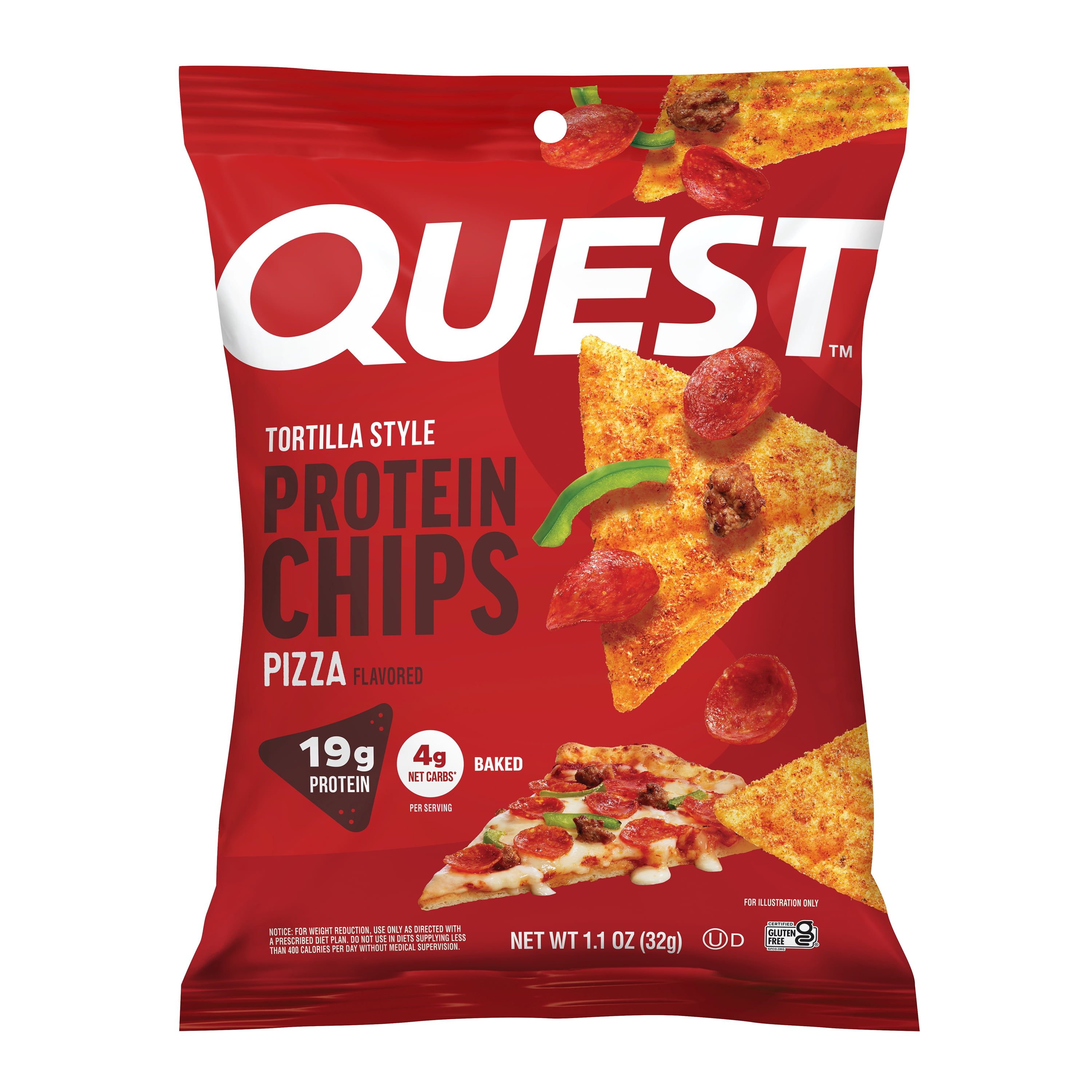 Quest Tortilla Style Protein Chip, Pizza Flavor, Baked, 8 Count