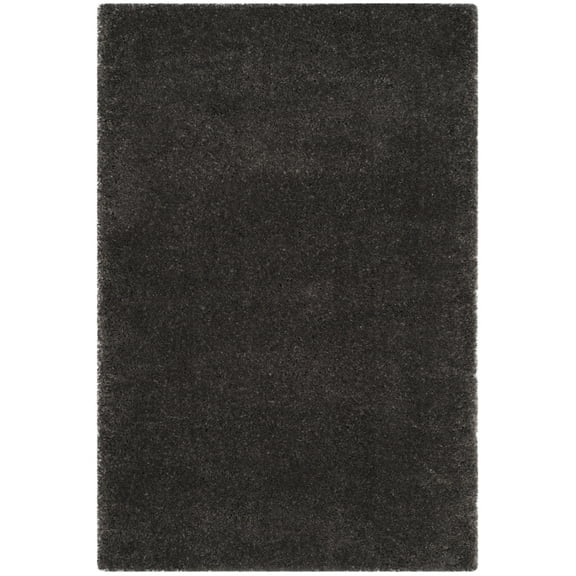 SAFAVIEH Reno Deacon Solid Polyester Shag Area Rug, Dark Grey, 4' x 6'