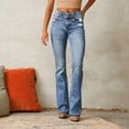thumbnail image 2 of Women's Streetwear Flared Denim Pants, High Waist Washed Jeans with Retro Vibes & Casual Comfort Fit,Light Blue L, 2 of 4