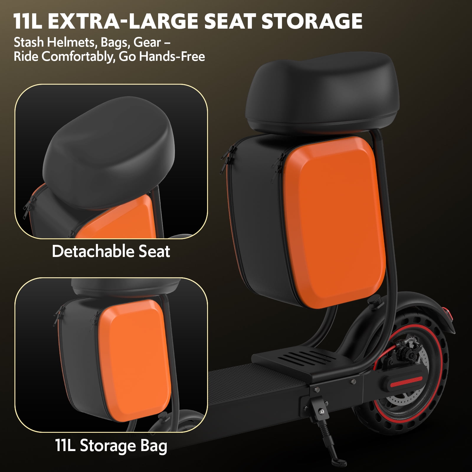 Electric Scooters for Adults with Seat,Peak 550W Motor, Folding E-Scooter Up to 21 Miles & 19 MPH, 36V 7.5Ah Battery