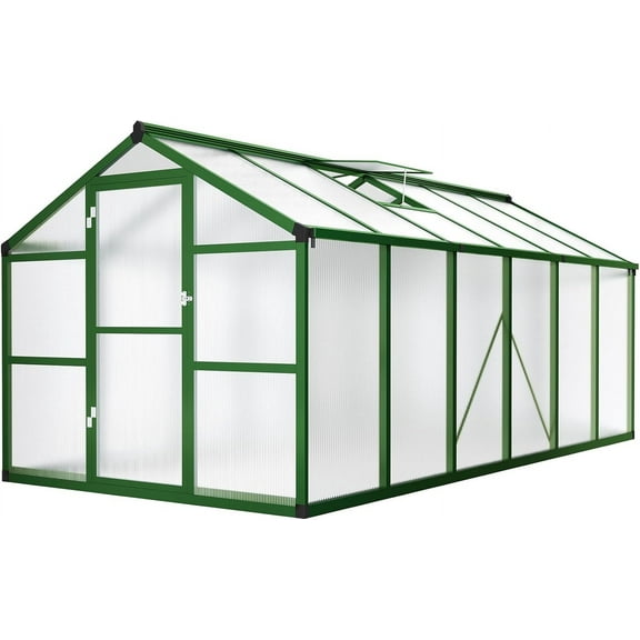 Acekid Greenhouse - 8x12 FT, Polycarbonate, Quick Setup, Aluminum, Large Walk-in, Heavy Duty