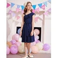 thumbnail image 6 of Oudiya Girls One Shoulder Dress Formal Ruffle Trim Birthday Party Dresses with Belted Pockets for Kids 5-12Y, 6 of 7