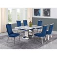 thumbnail image 4 of White Marble 7pc Dining Set with Silver Stainless Steel and 6 Chairs, 4 of 4
