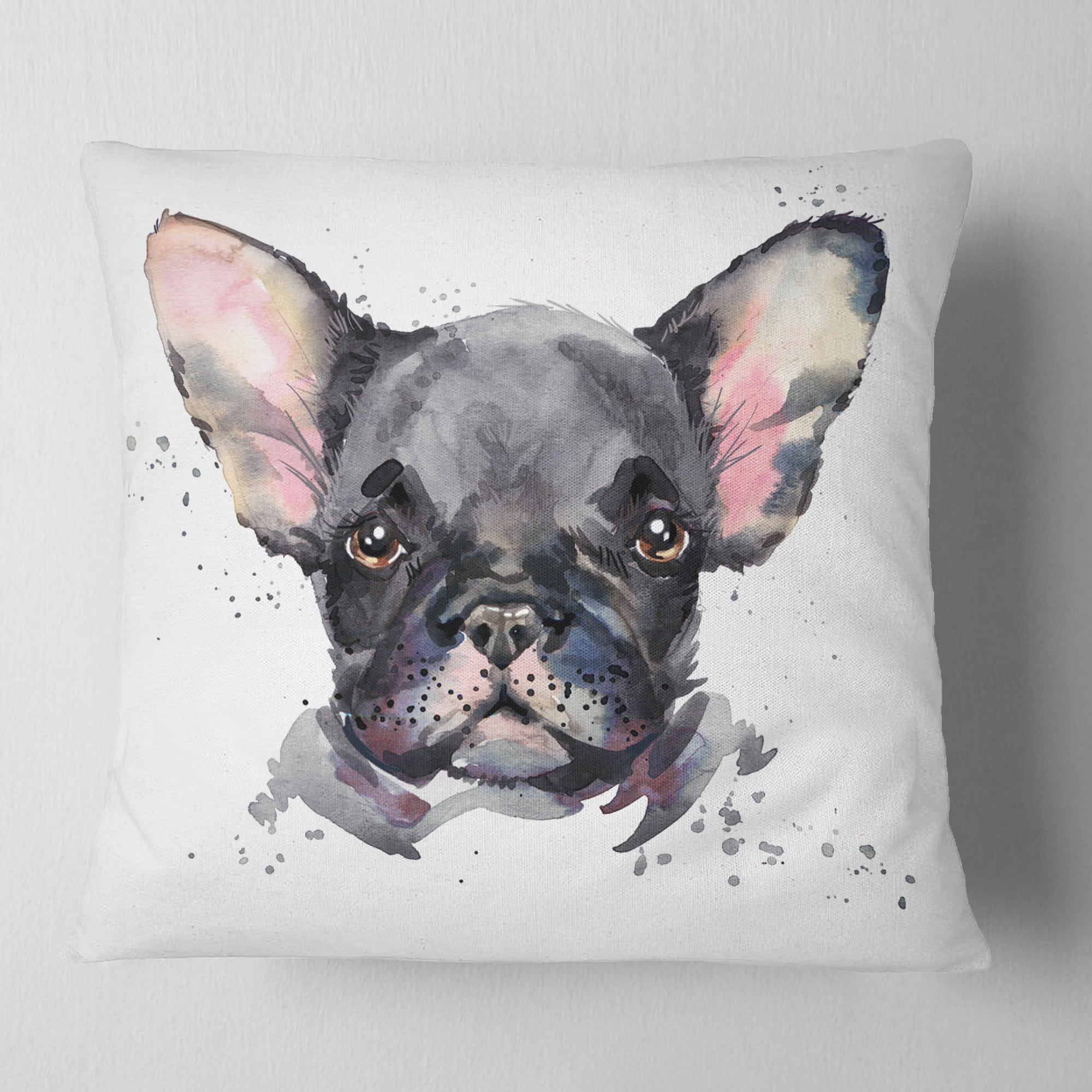 Designart Cute Watercolor Puppy Dog - Animal Throw Pillow - 16x16