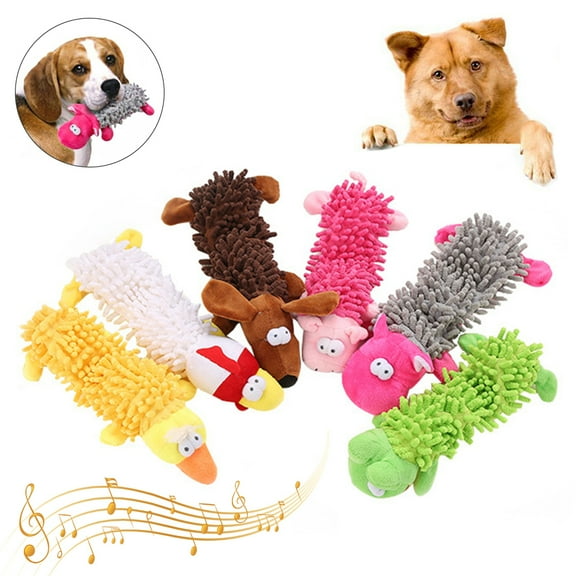 Opolski Squeaky Dog Toys Pet Dog Puppy Cute Pig Duck Hippo Shape Plush Doll Interactive Playing Chew Toy