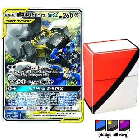 Lucario Melmetal Gx Tag Team Sm192 Ultra Rare Foil Holo With Totem World Card Protector Deck Box Compatible With Pokemon Cards Unbroken Bonds