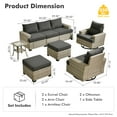 thumbnail image 2 of XIZZI 8 Pieces Outdoor Patio Furniture All Weather Rattan Conversation Set High Back Seating Set Modular Outside Sectional Sofa with Swivel Rocking Chairs for Porch,Balck, 2 of 9
