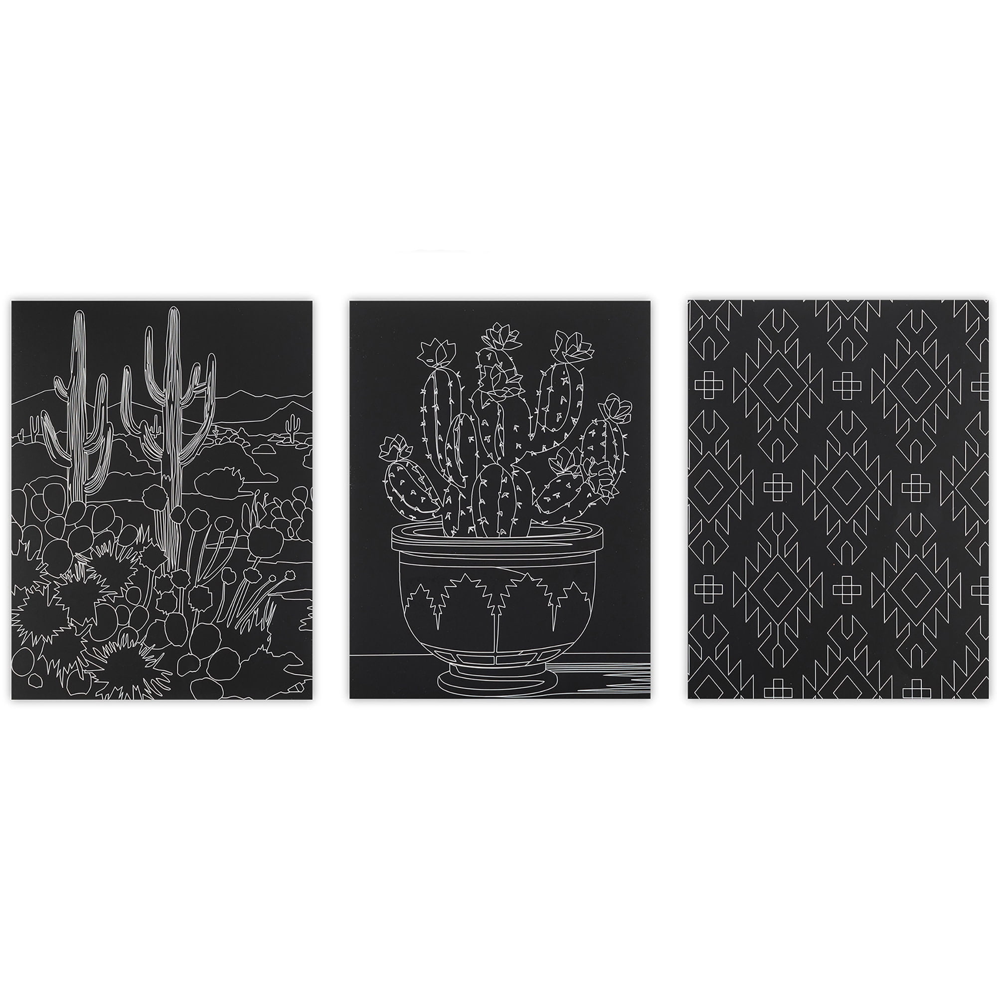 Brea Reese: Scratch Art Paper Pad - Cactus - 6 Landscape Designs, Guided Art, Metallic Accents, Dual-Tip Stylus & Brush, 9x12" Pages, Adult Craft