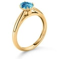 thumbnail image 3 of Gem Stone King 10K Yellow Gold Swiss Blue Topaz Solitaire Engagement Ring for Women (1.00 Cttw, Oval Checkerboard 7X5MM, Gemstone November Birthstone, Size 6), 3 of 4
