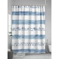 thumbnail image 5 of Abstract Shower Curtain, Blue Gradient Geometric Striped Retro Farmhouse Waterproof Shower Curtain Set with 12 Hooks Lightweight Washable Fabric Shower Curtains for Bathroom 48x72 Inches, 5 of 6