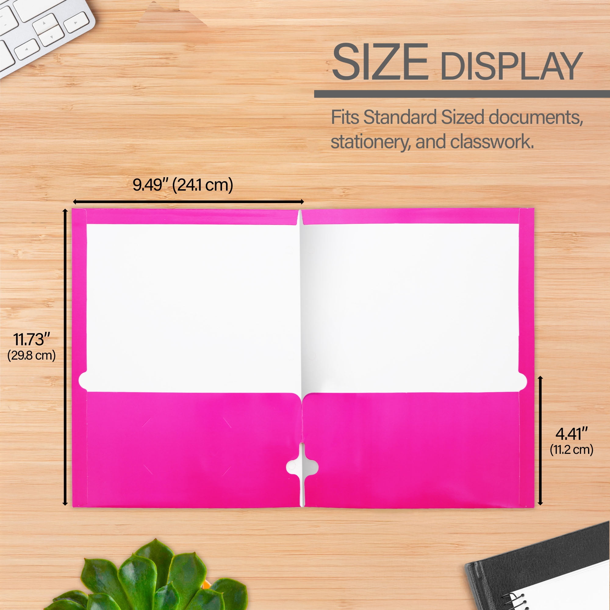 BAZIC 2 Pockets Paper Folder, Laminated Portfolio 3 Hole Punched, 48-Pack