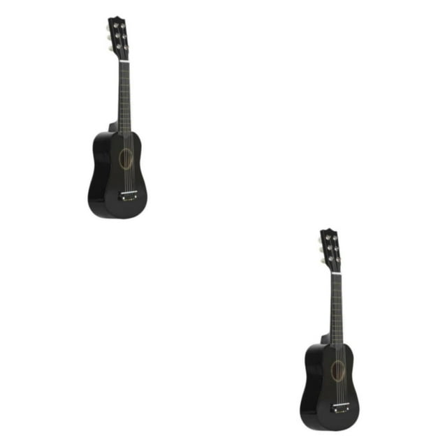 Guardoinrt Portable 21inch 6 Strings Acoustic Guitar Musical Instrument Gift Black 21 inch 2PCS