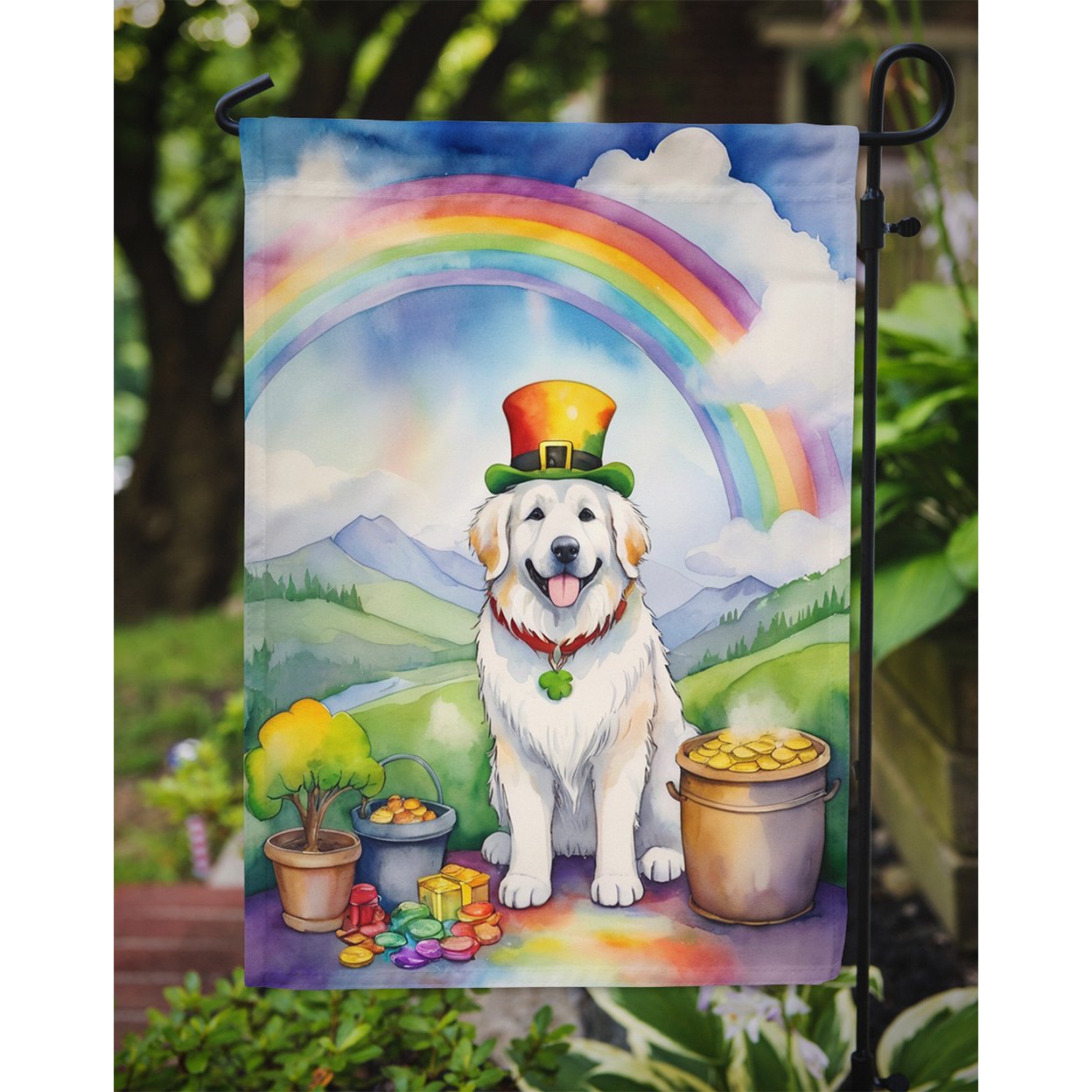 Great Pyrenees St Patrick's Day Garden Flag 11.25 in x 15.5 in