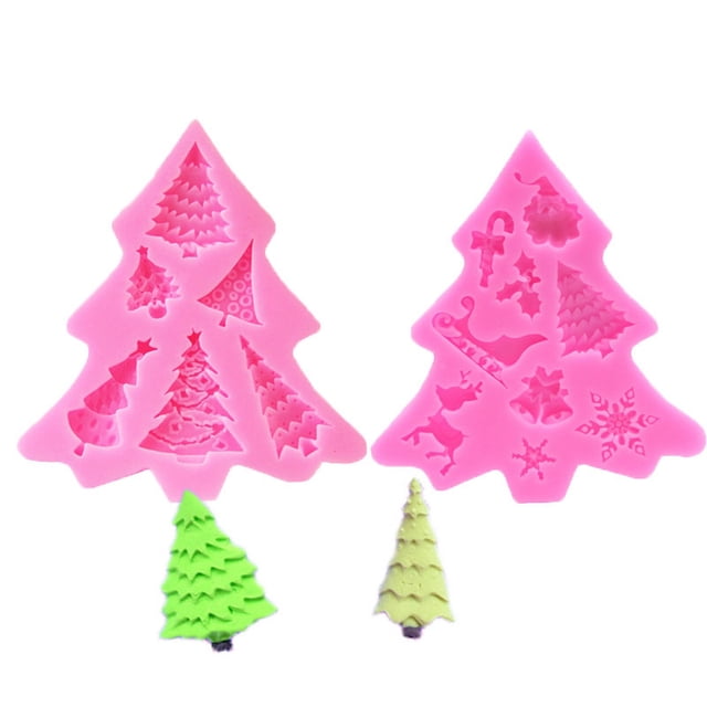 ZHAOCHENG Árbol de Navidad Santa Claus Elk copo de nieve molde de silicona DIY bastón de caramelo herramienta de decoración para hornear molde de Chocolate