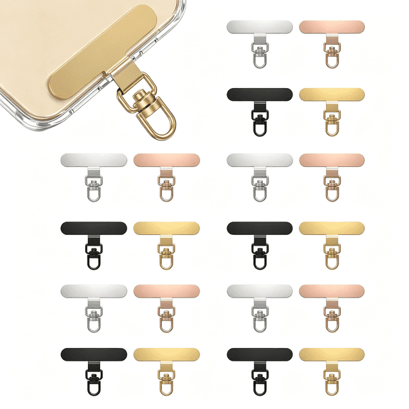 GJX 20-Pack 360° Rotating Phone Lanyard Tab, Ultra-Thin Stainless Steel Phone Tether Tab, Universal Patch & Charm Holder Phone Charm