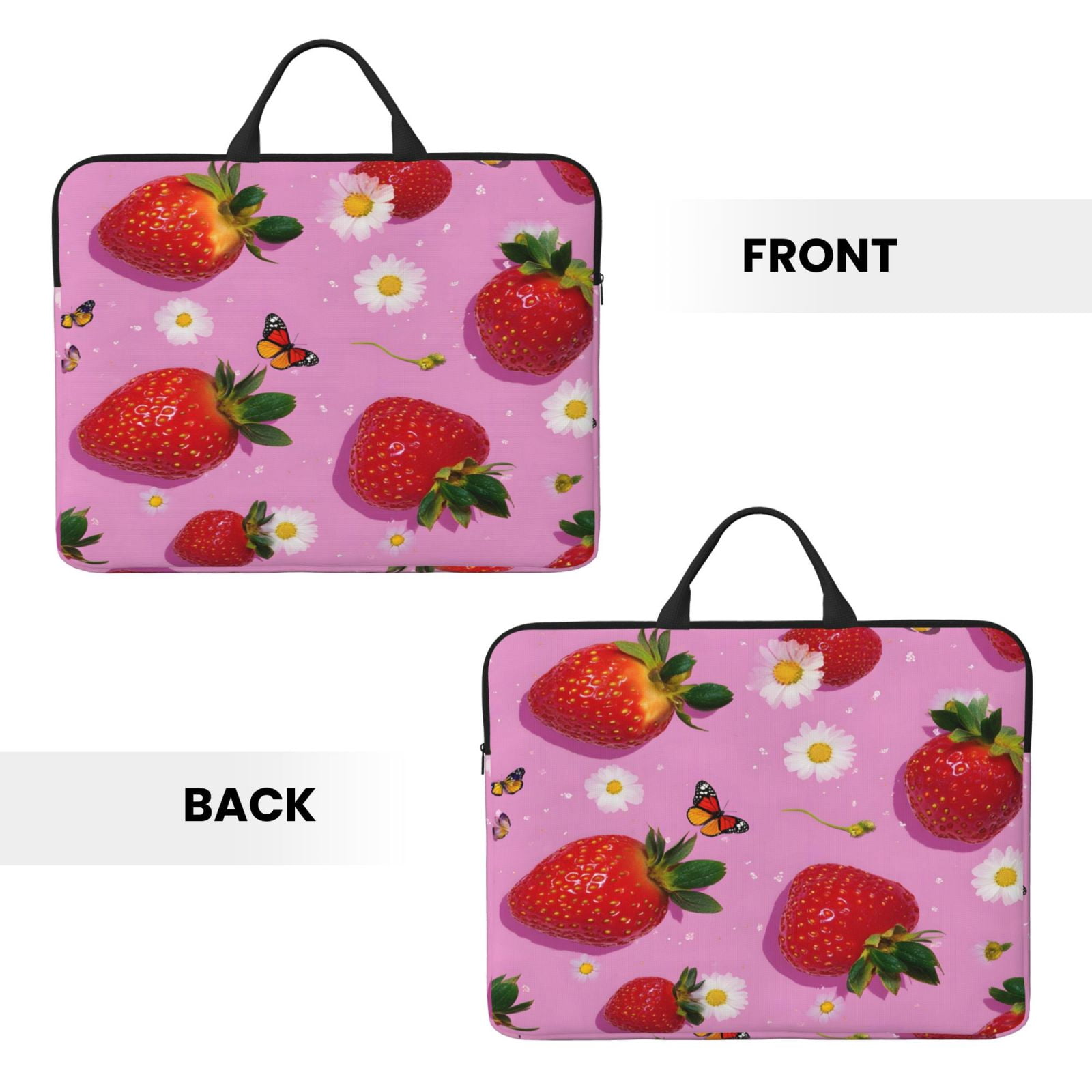 Laptop Sleeve Bag For Women Men 14inch Waterproof Durable Protective Computer Carrying Cover Handle Laptop Case Bag Fresh Strawberrie