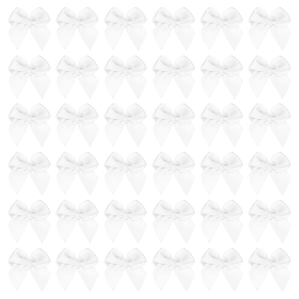 Mini Lazos de Cinta de Satén para Manualidades de Boda y Fiesta en Color Blanco