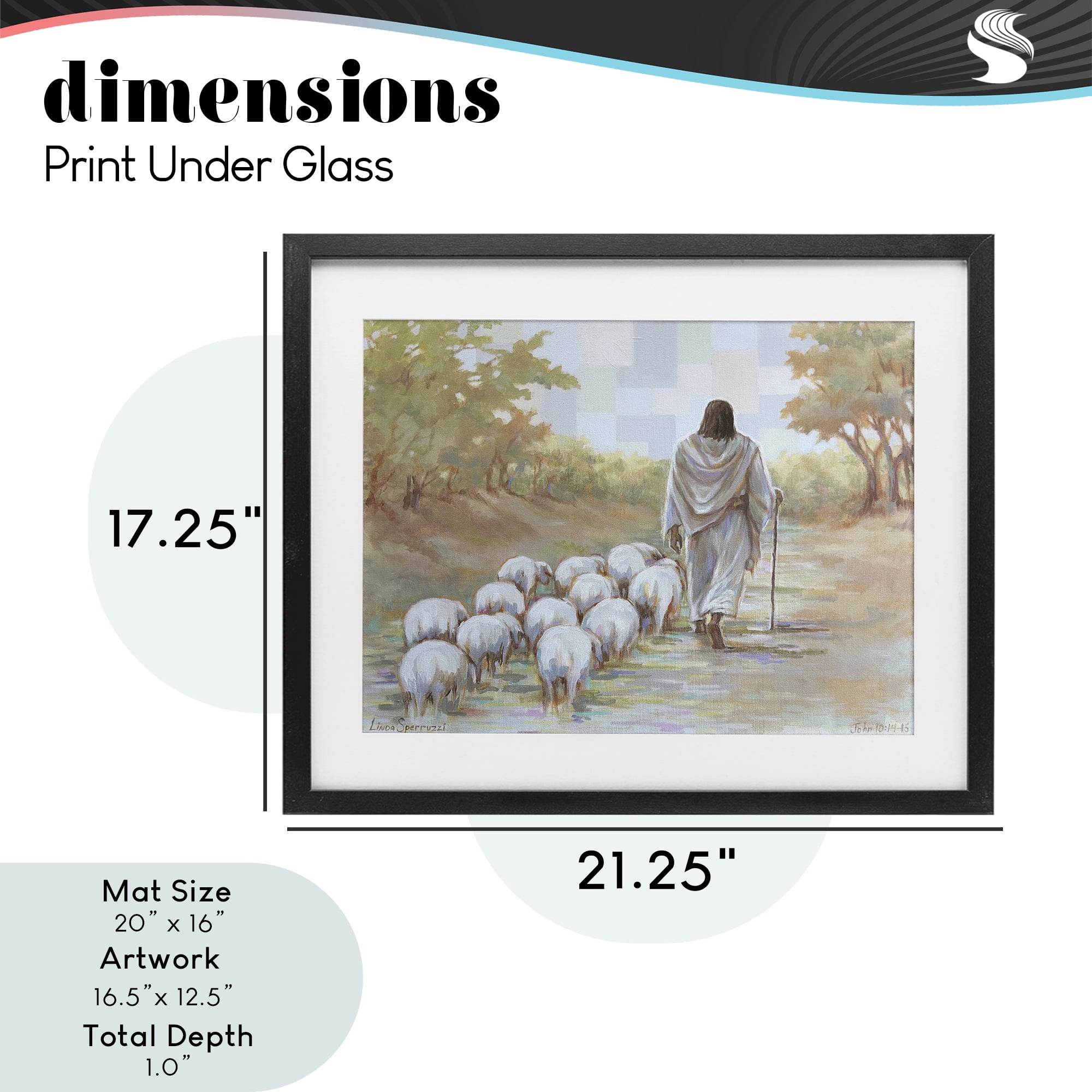 Stupell Industries Lead On Good Shepherd Black Framed Print Under Glass, design by Linda Sperruzzi