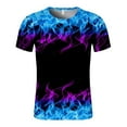 thumbnail image 1 of Men Short Sleeve Flame Printing Round Neck Pullover T Shirt Blouse, 1 of 8
