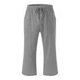 thumbnail image 3 of Cotton Linen Capri Pants Kids Boys Girls Wide Leg Capris Pocket Drawstring Straight Trousers 5T, 3 of 5