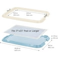 thumbnail image 2 of IRIS USA Pee Pad Holder, Fits 17"x24" or Larger, Medium, Puppy Dog Pad Hoder, Secured Latches, Non-Skid Rubber Feet, High Polish Finish for Easy Cleaning, Leak Protection, Dog Potty Tray, Blue, 2 of 8