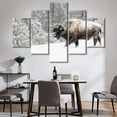 thumbnail image 2 of TISHIRON 5PCS Framed Bison Theme Canvas Wall Art Set,60"x40" Bison in the Snow Wall Canvas Art Decor, 2 of 7