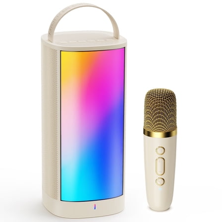 FanFun Karaoke Machine, Portable Karaoke Speaker with RGB Lights, Wireless Mic, Bluetooth Karaoke System for Girls/ Boys, D31