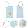 thumbnail image 3 of Unique Bargains 1 Pc Letter N Luggage Tag for Travelling Light Blue PU, 3 of 5