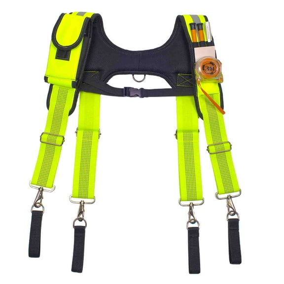 AISENIN Carpenter Tool Belt Suspenders, Heavy Duty Tool Belt Suspenders Reflective Safety Suspenders