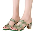 thumbnail image 2 of IUJSOY Elegant Heels for Women Glitter Rhinestone Open Toe Low Heel Mules Sandals Dress Shoes, 2 of 7