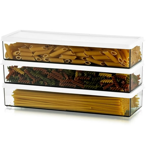Hanobe Pasta Storage Containers for Pantry, Airtight Spaghetti Noodle Holder Cereal Storage for Fridge Kitchen Set of 3,37oz